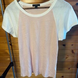 J CREW Pink White Raglan Short Sleeve Colorblock Tee ⚾️